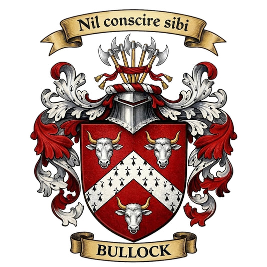 The Bullock Family Coat of Arms digital download: Includes Color PNG, B&W PNG, and SVG vector files