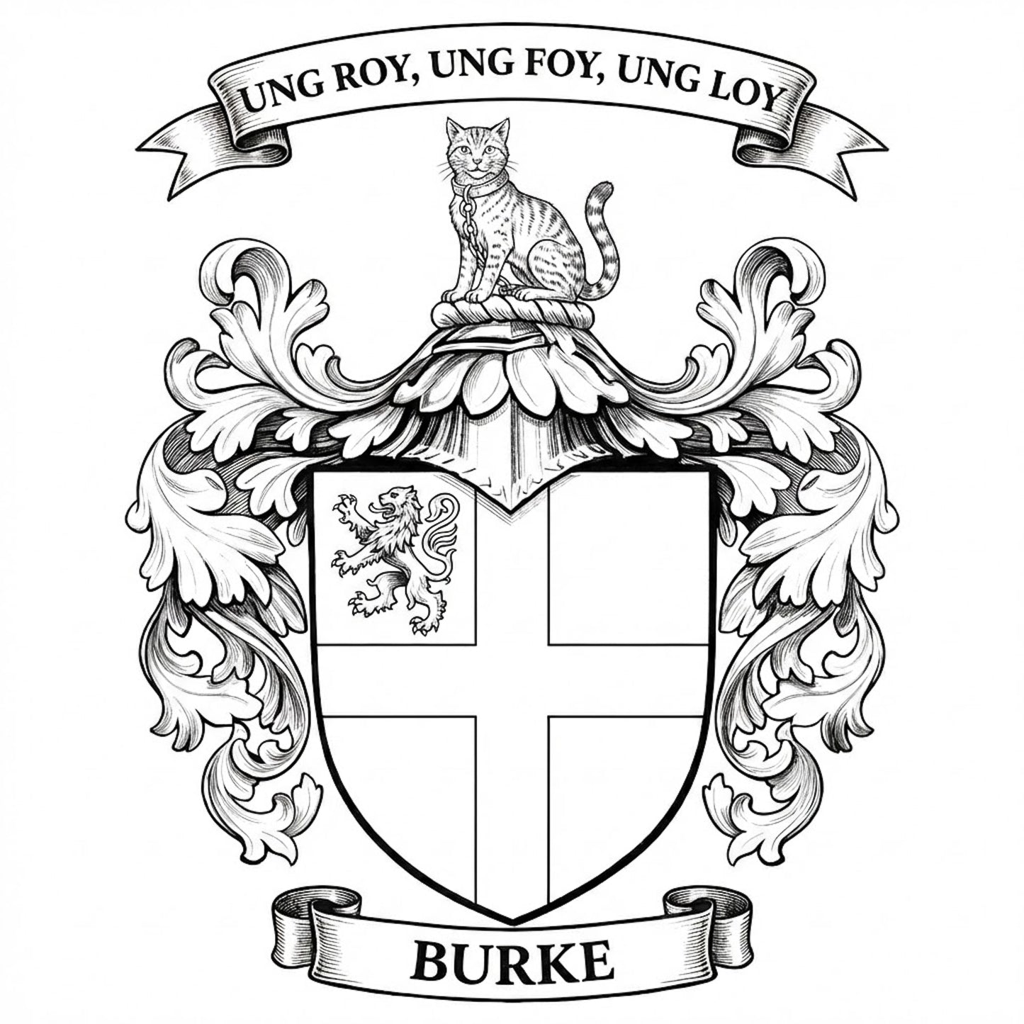 The Burke Family Coat of Arms digital download: Includes Color PNG, B&W PNG, and SVG vector files