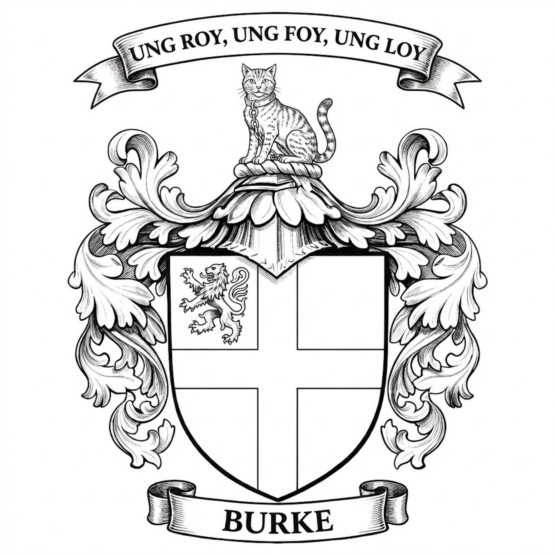 The Burke Family Coat of Arms digital download: Includes Color PNG, B&W PNG, and SVG vector files