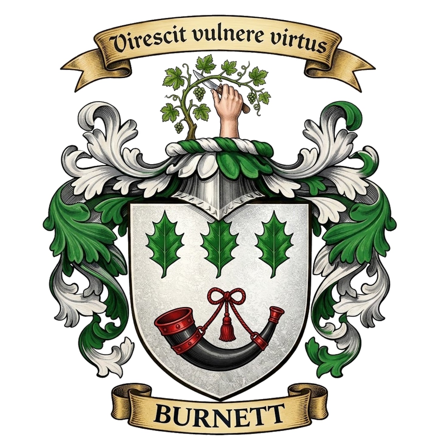 The Burnett Family Coat of Arms digital download: Includes Color PNG, B&W PNG, and SVG vector files