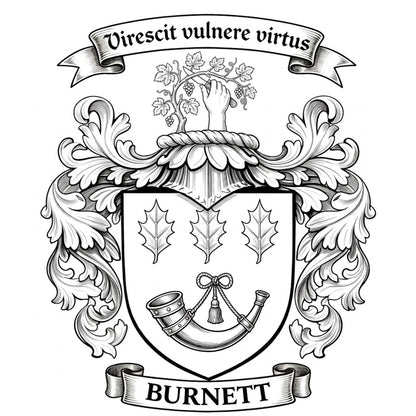 The Burnett Family Coat of Arms digital download: Includes Color PNG, B&W PNG, and SVG vector files