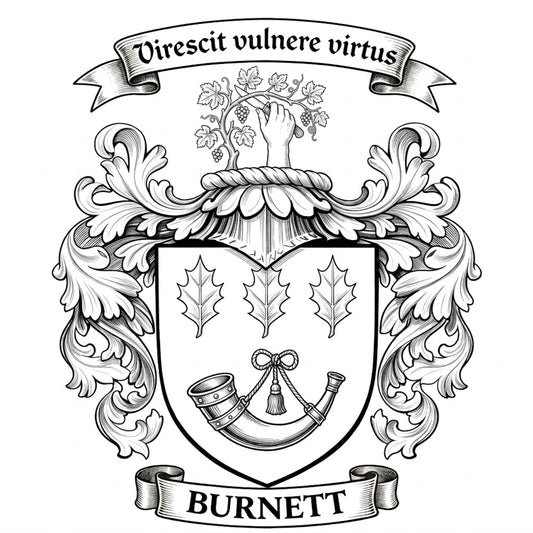 The Burnett Family Coat of Arms digital download: Includes Color PNG, B&W PNG, and SVG vector files