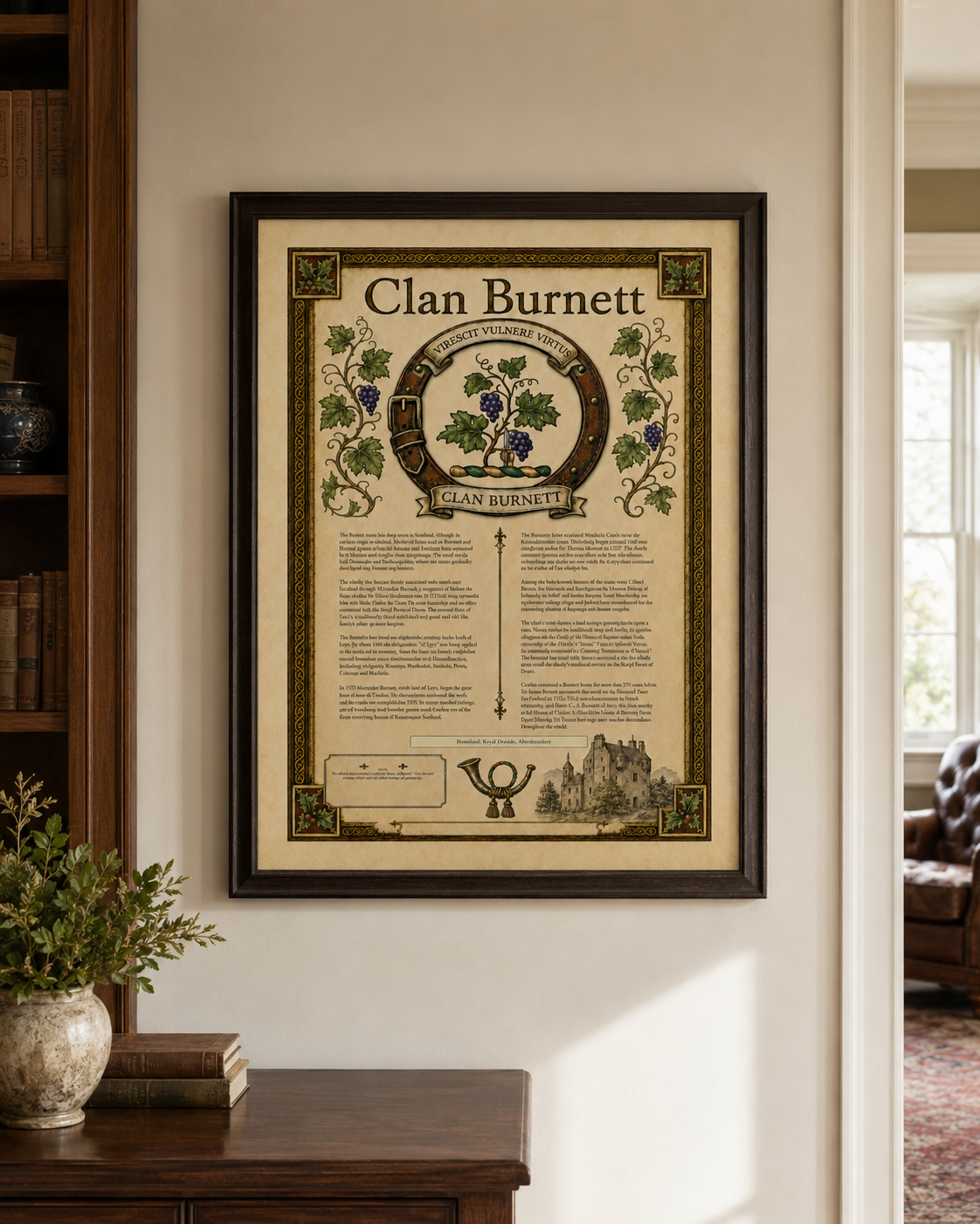 Scottish Clan Burnett Heritage Poster - Instant Digital Download digital download: Includes Color PNG, B&W PNG, and SVG vector files