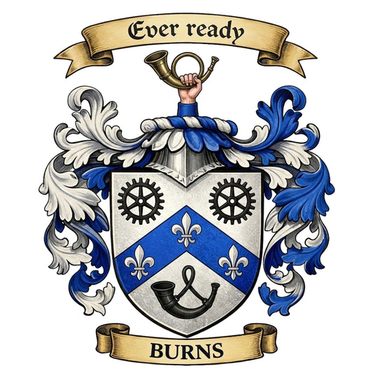 The Burns Family Coat of Arms digital download: Includes Color PNG, B&W PNG, and SVG vector files