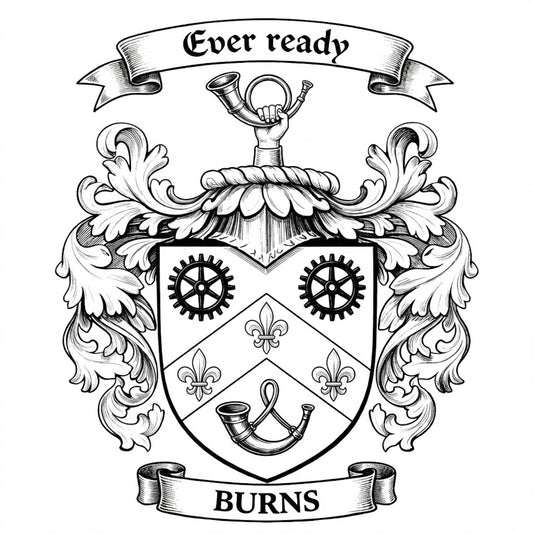 The Burns Family Coat of Arms digital download: Includes Color PNG, B&W PNG, and SVG vector files