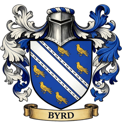 The Byrd Family Coat of Arms digital download: Includes Color PNG, B&W PNG, and SVG vector files