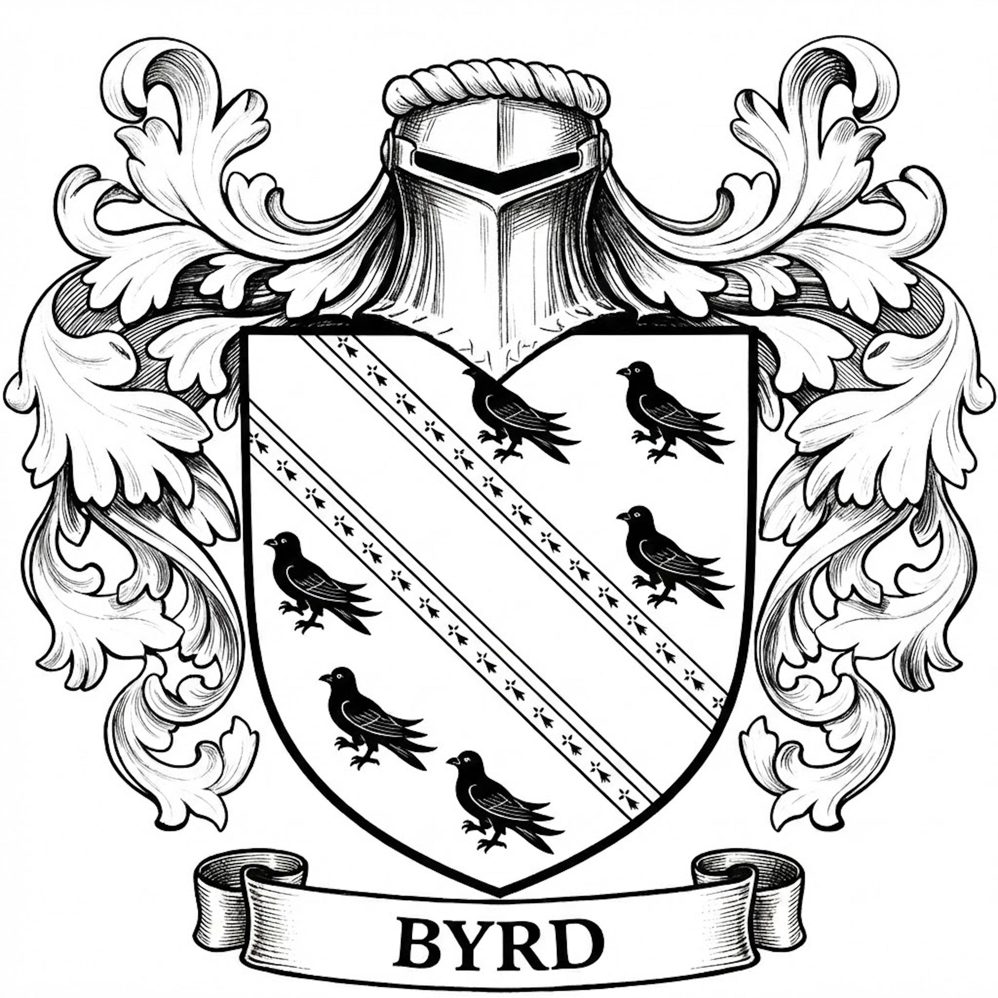 The Byrd Family Coat of Arms digital download: Includes Color PNG, B&W PNG, and SVG vector files
