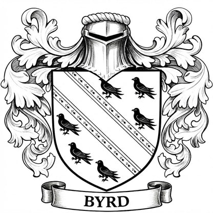 The Byrd Family Coat of Arms digital download: Includes Color PNG, B&W PNG, and SVG vector files