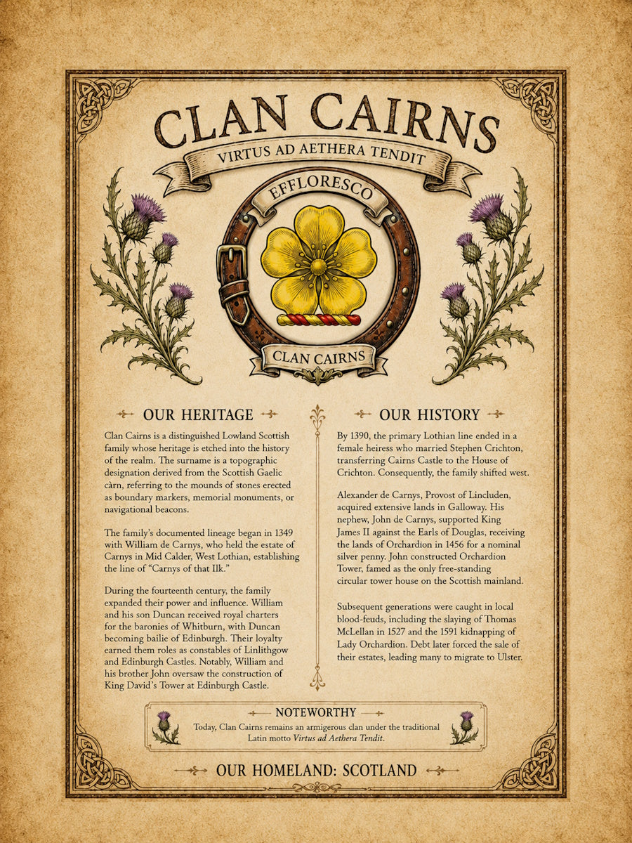 Scottish Clan Cairns Heritage Poster - Instant Digital Download