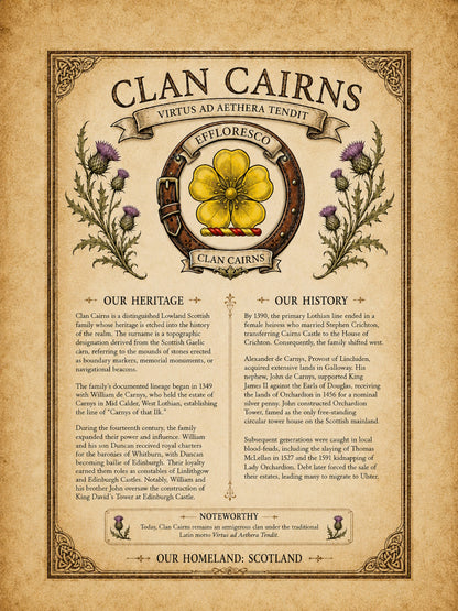 Scottish Clan Cairns Heritage Poster - Instant Digital Download