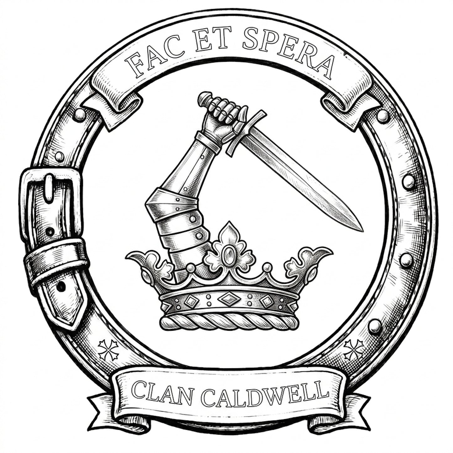 Clan Caldwell Crest digital download: Includes Color PNG, B&W PNG, and SVG vector files