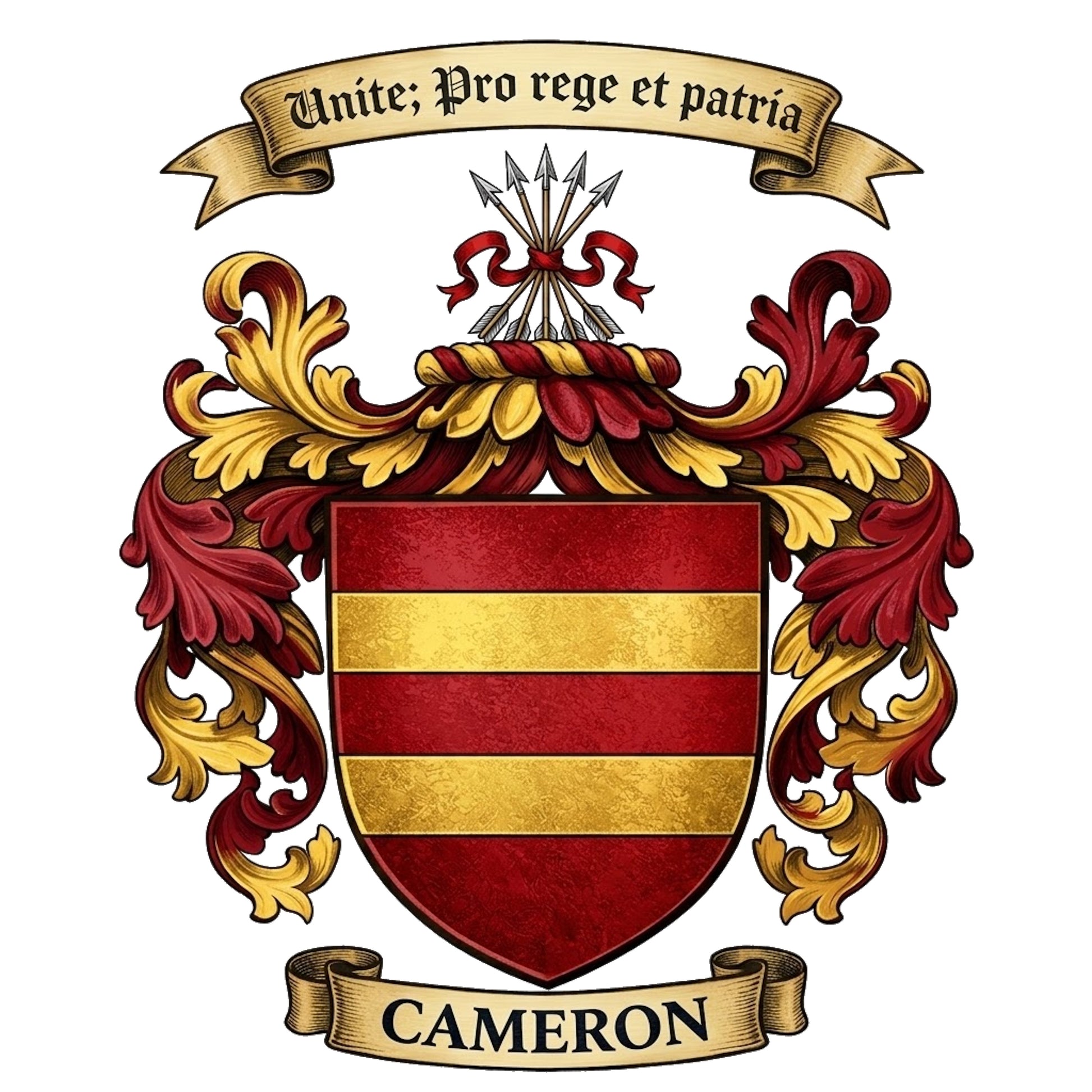 The Cameron Family Coat of Arms digital download: Includes Color PNG, B&W PNG, and SVG vector files