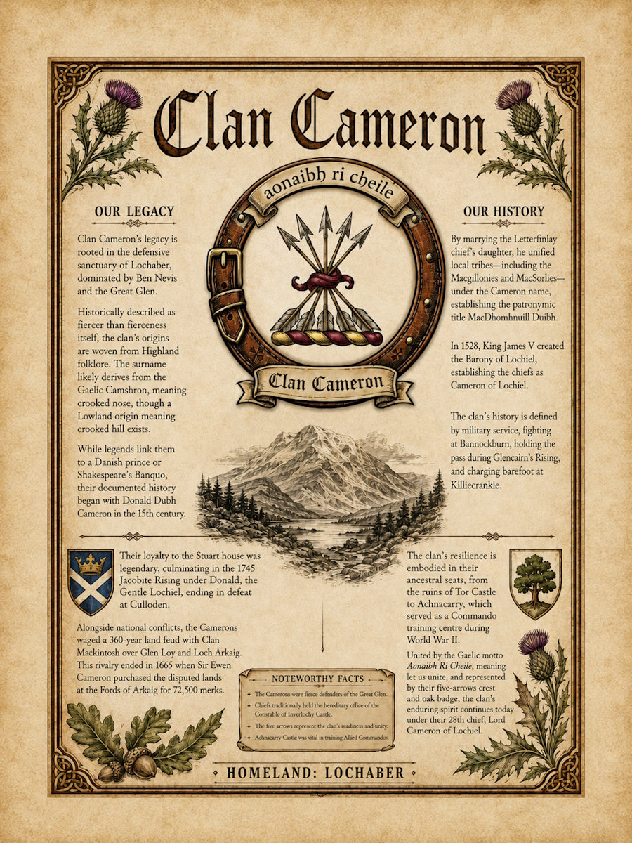 Scottish Clan Cameron Heritage Poster - Instant Digital Download