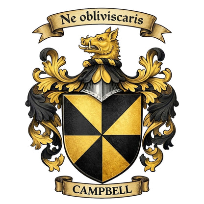 The Campbell Family Coat of Arms digital download: Includes Color PNG, B&W PNG, and SVG vector files