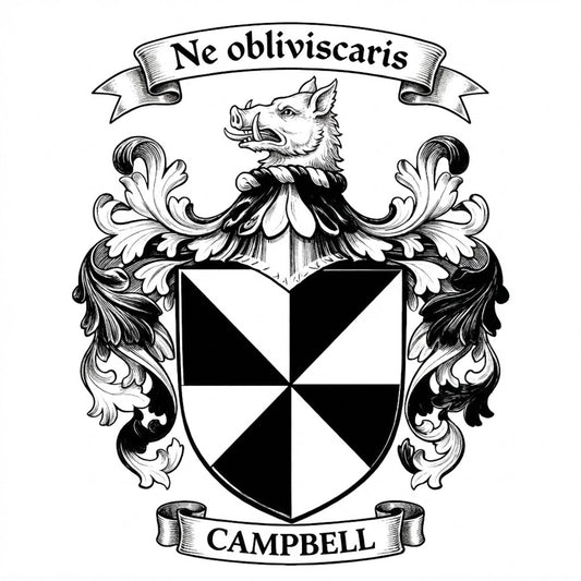 The Campbell Family Coat of Arms digital download: Includes Color PNG, B&W PNG, and SVG vector files