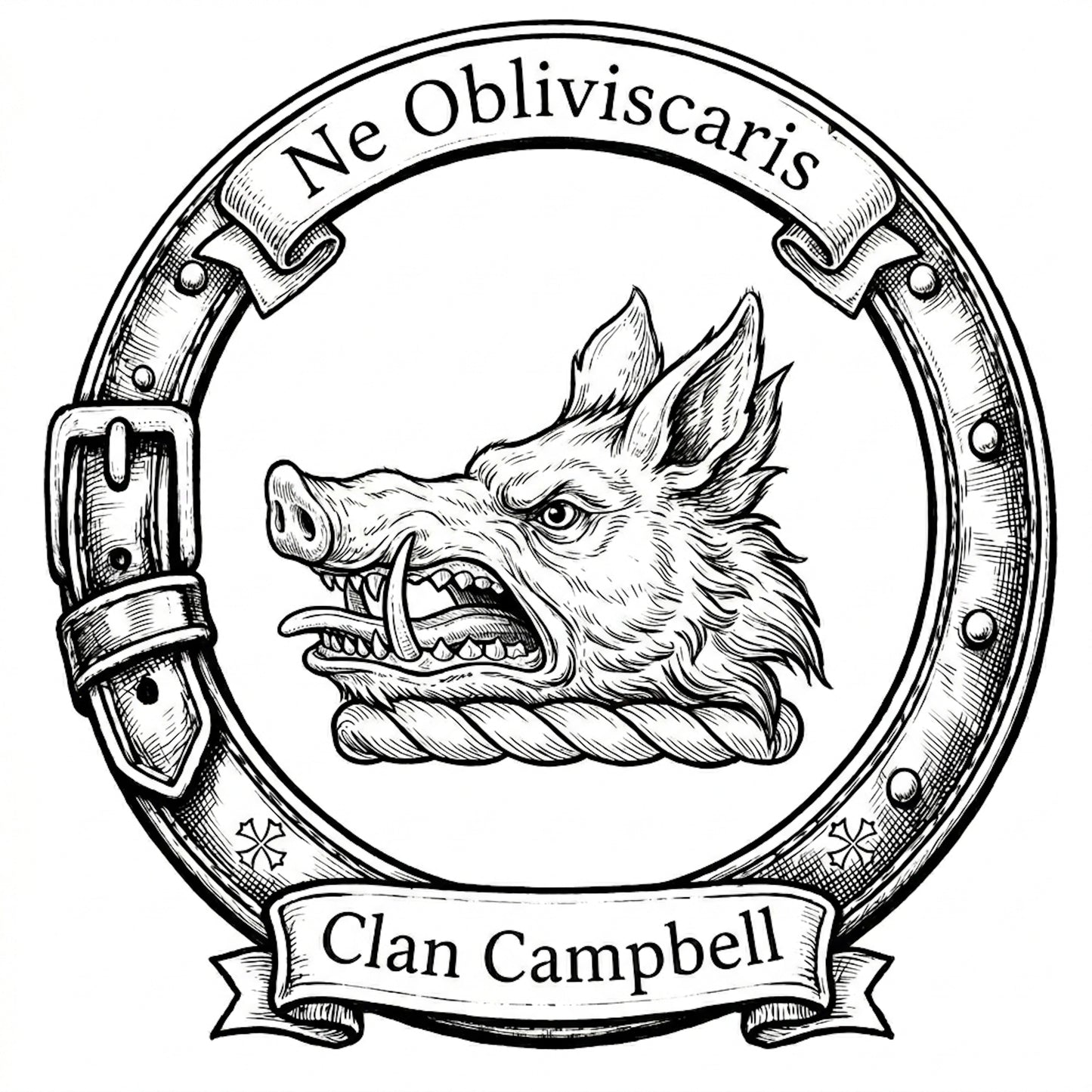 Clan Campbell Crest digital download: Includes Color PNG, B&W PNG, and SVG vector files