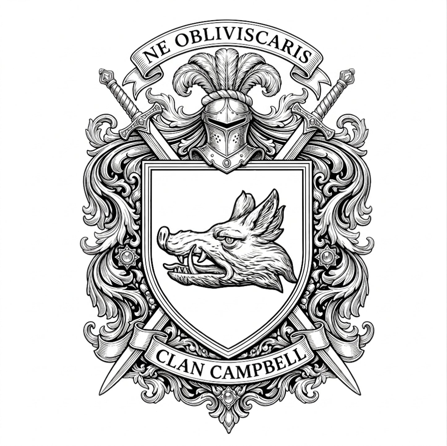 Clan Campbell Crest digital download: Includes Color PNG, B&W PNG, and SVG vector files