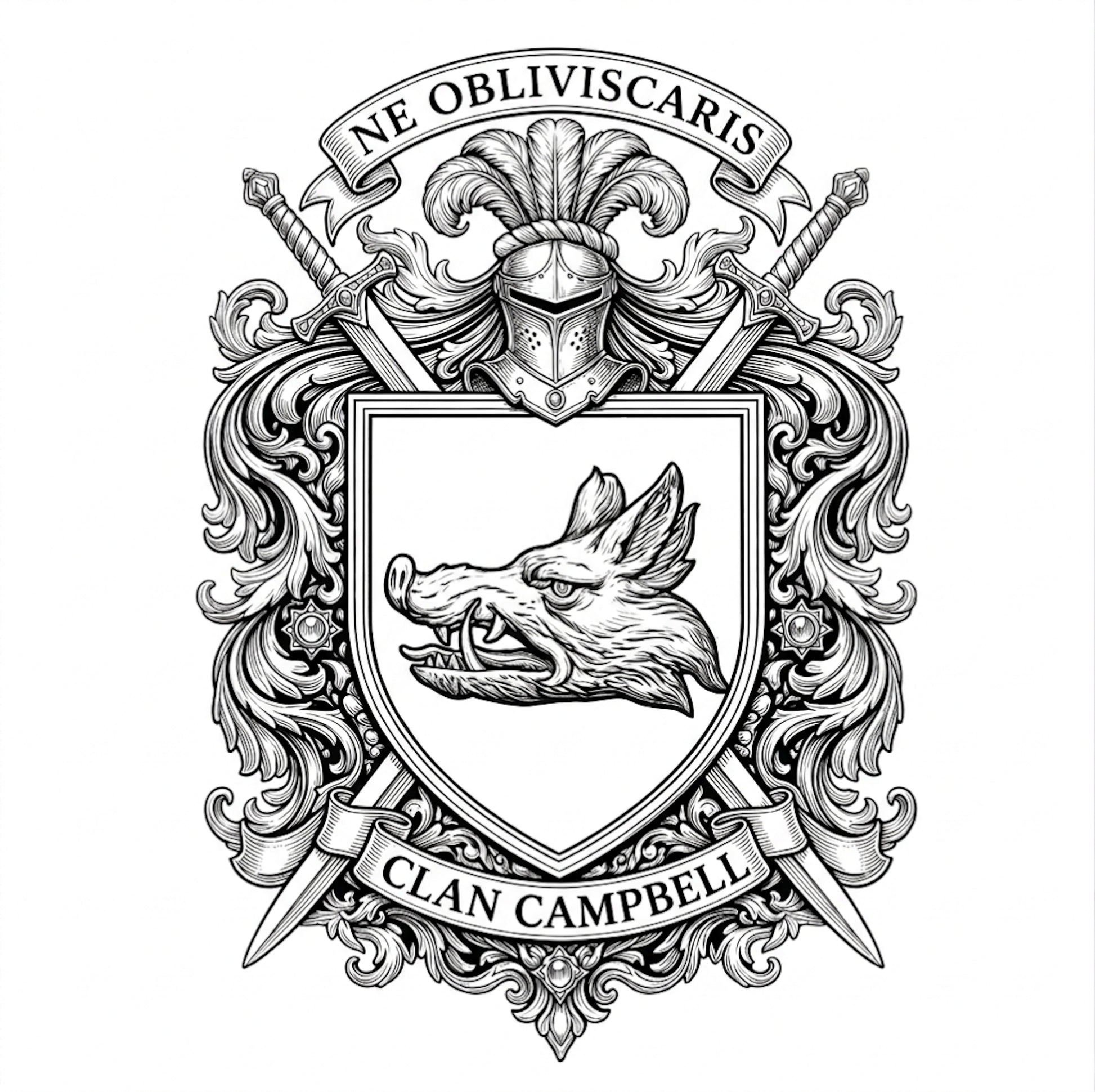 Clan Campbell Crest digital download: Includes Color PNG, B&W PNG, and SVG vector files