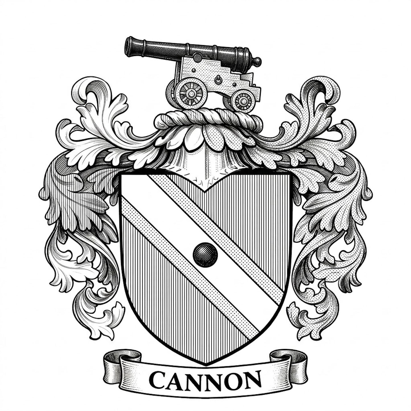 The Cannon Family Coat of Arms digital download: Includes Color PNG, B&W PNG, and SVG vector files