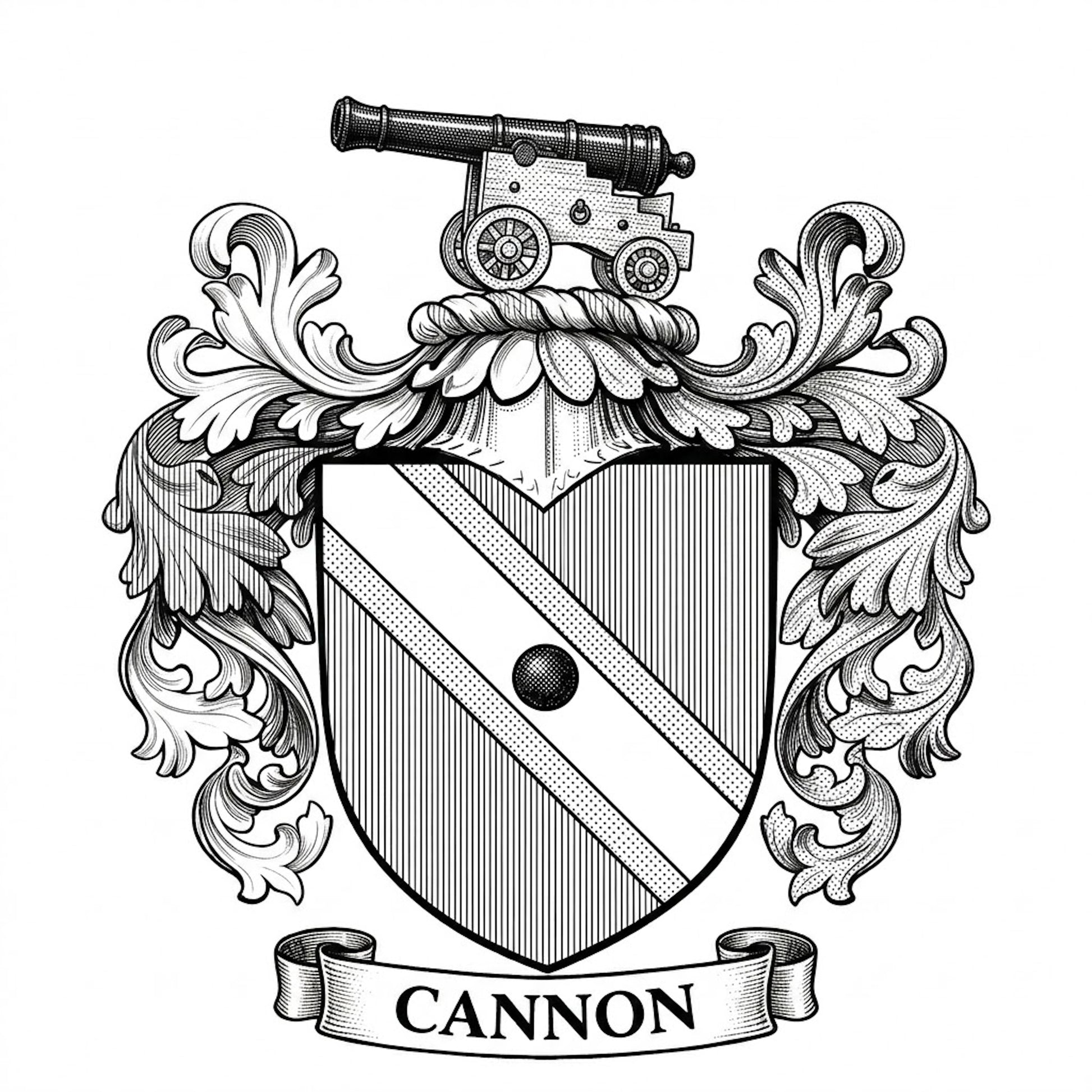 The Cannon Family Coat of Arms digital download: Includes Color PNG, B&W PNG, and SVG vector files