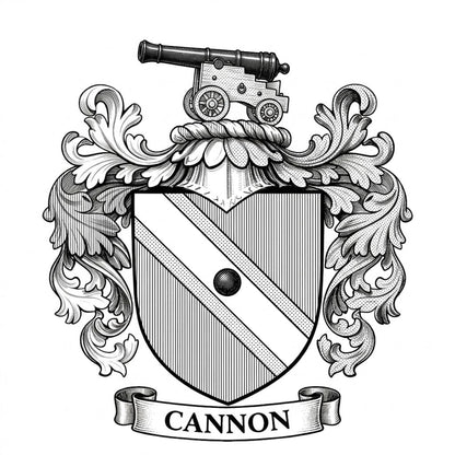 The Cannon Family Coat of Arms digital download: Includes Color PNG, B&W PNG, and SVG vector files