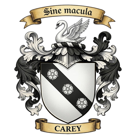 The Carey Family Coat of Arms digital download: Includes Color PNG, B&W PNG, and SVG vector files