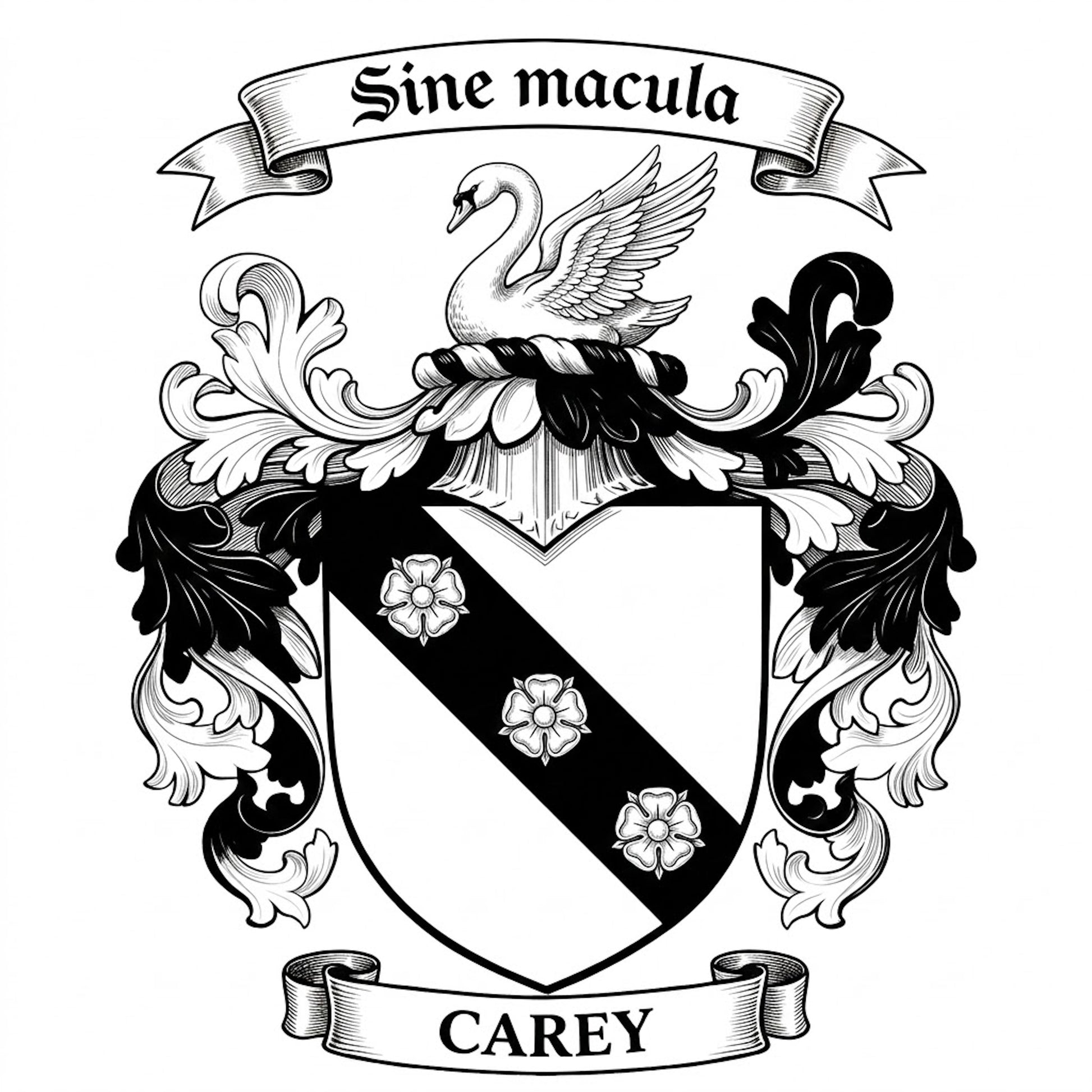 The Carey Family Coat of Arms digital download: Includes Color PNG, B&W PNG, and SVG vector files