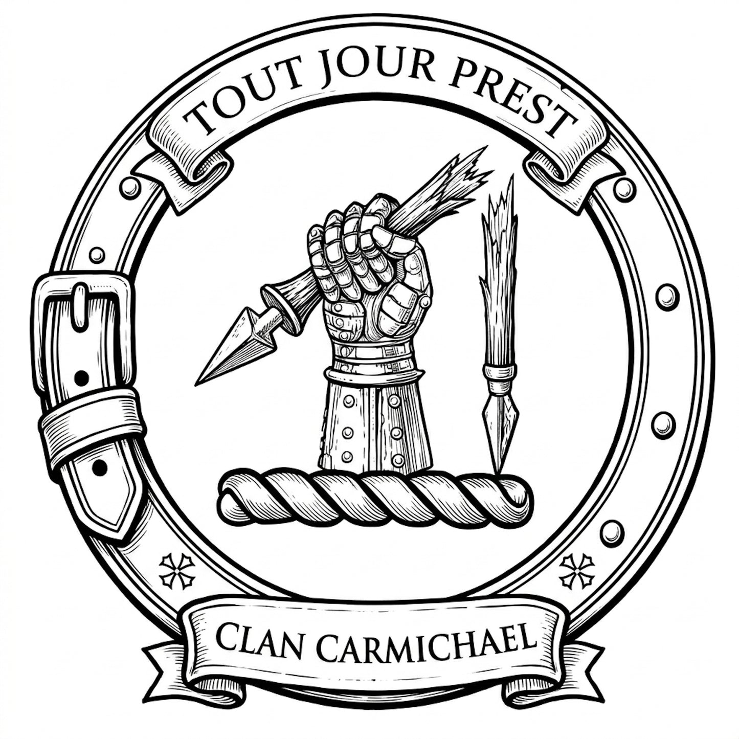 Clan Carmichael Crest digital download: Includes Color PNG, B&W PNG, and SVG vector files