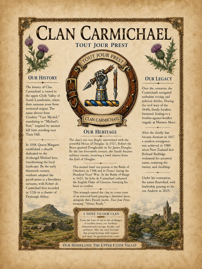 Scottish Clan Carmichael Heritage Poster - Instant Digital Download