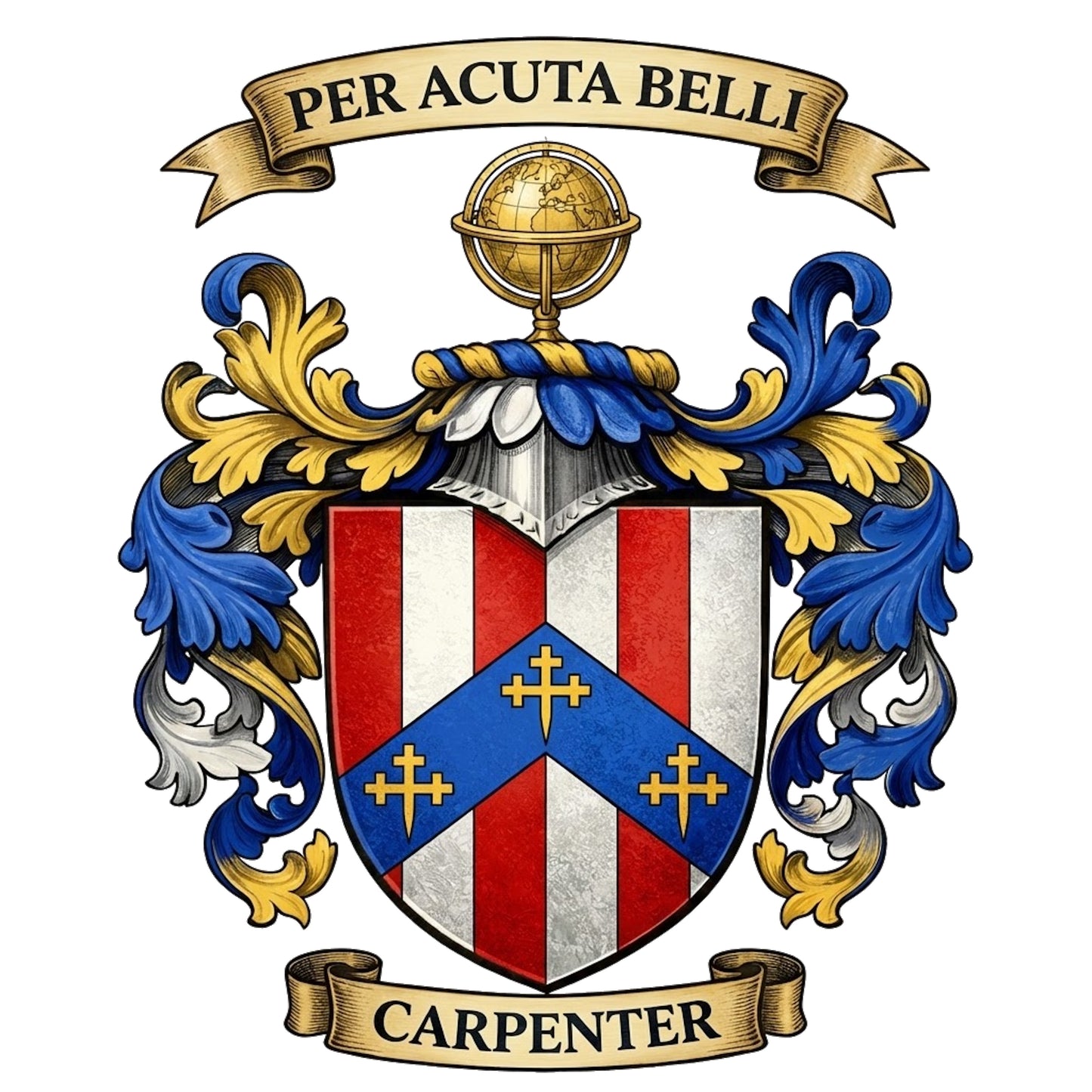 The Carpenter Family Coat of Arms digital download: Includes Color PNG, B&W PNG, and SVG vector files