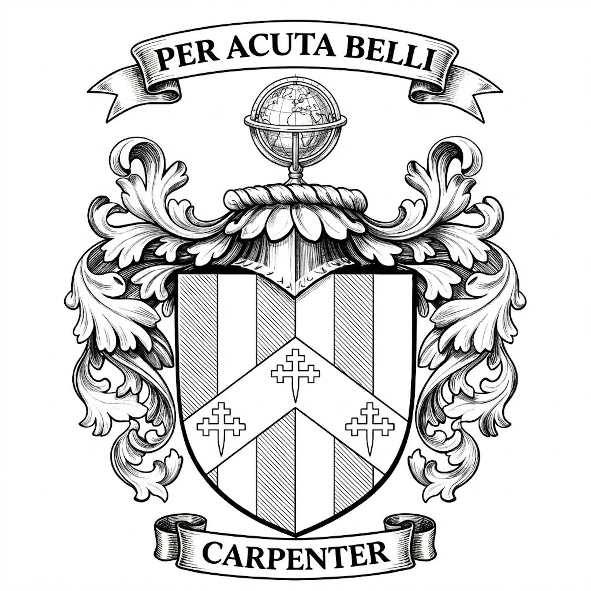 The Carpenter Family Coat of Arms digital download: Includes Color PNG, B&W PNG, and SVG vector files