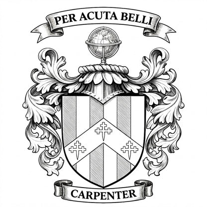 The Carpenter Family Coat of Arms digital download: Includes Color PNG, B&W PNG, and SVG vector files