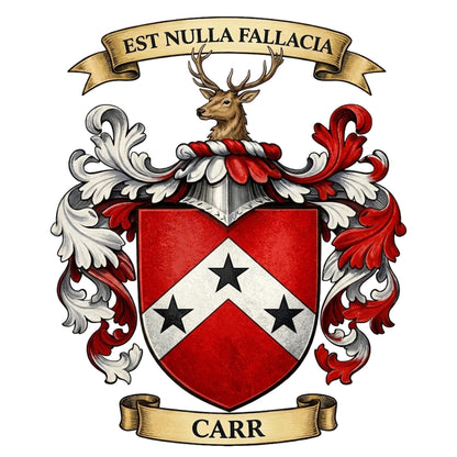 The Carr Family Coat of Arms digital download: Includes Color PNG, B&W PNG, and SVG vector files