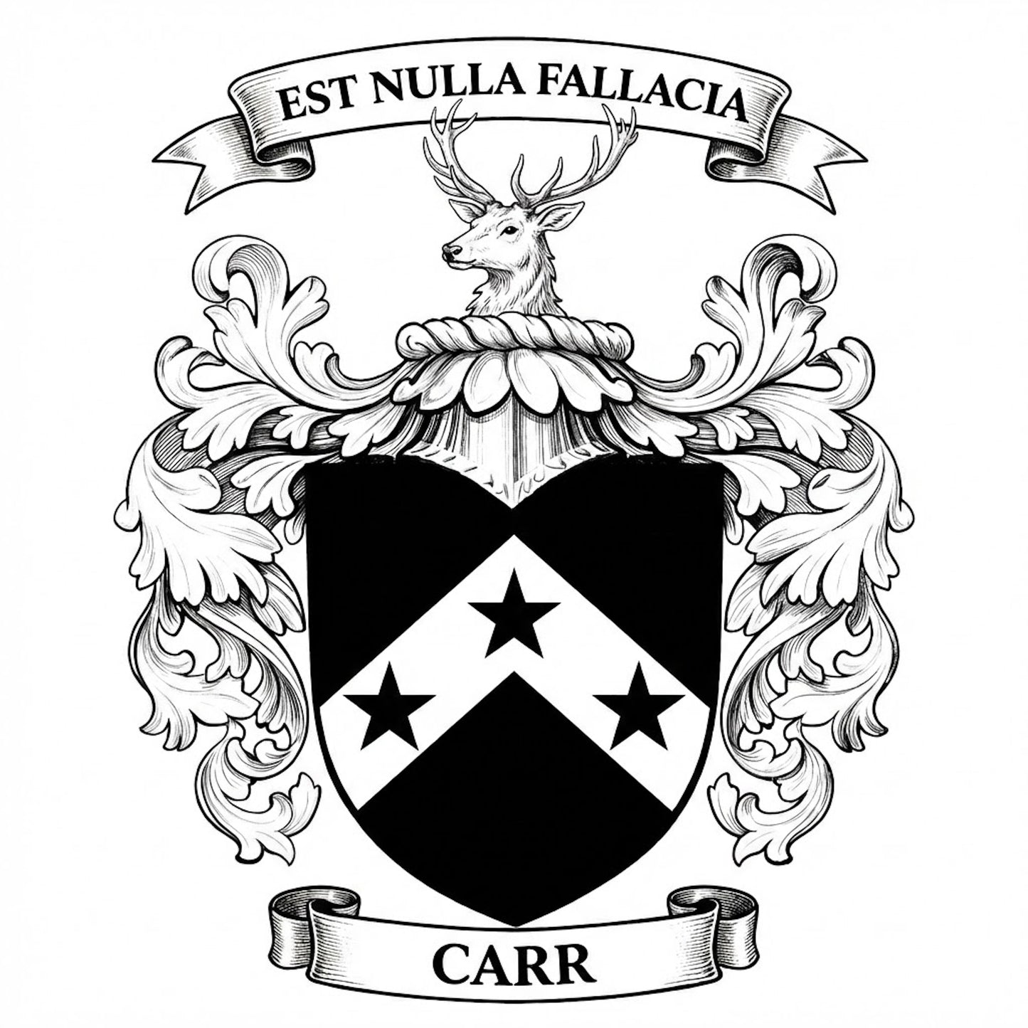 The Carr Family Coat of Arms digital download: Includes Color PNG, B&W PNG, and SVG vector files