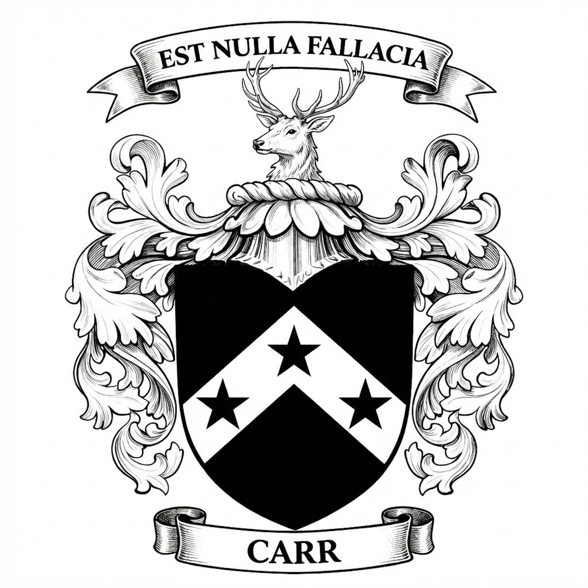The Carr Family Coat of Arms digital download: Includes Color PNG, B&W PNG, and SVG vector files