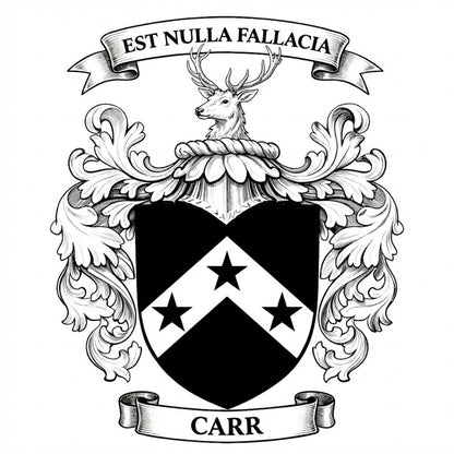 The Carr Family Coat of Arms digital download: Includes Color PNG, B&W PNG, and SVG vector files