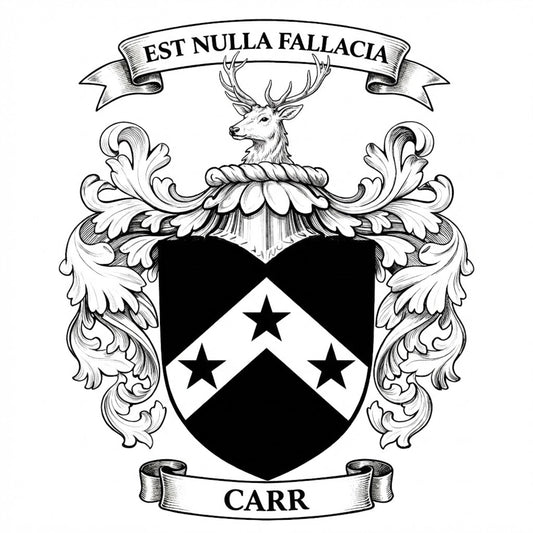 The Carr Family Coat of Arms digital download: Includes Color PNG, B&W PNG, and SVG vector files