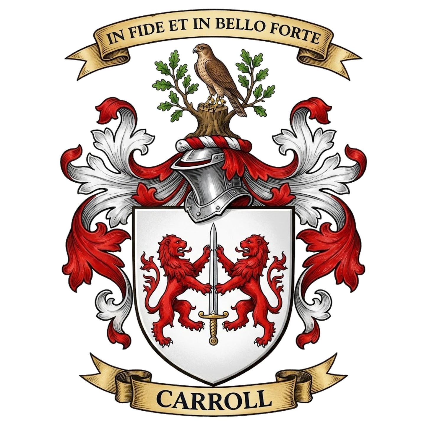 The Carroll Family Coat of Arms digital download: Includes Color PNG, B&W PNG, and SVG vector files