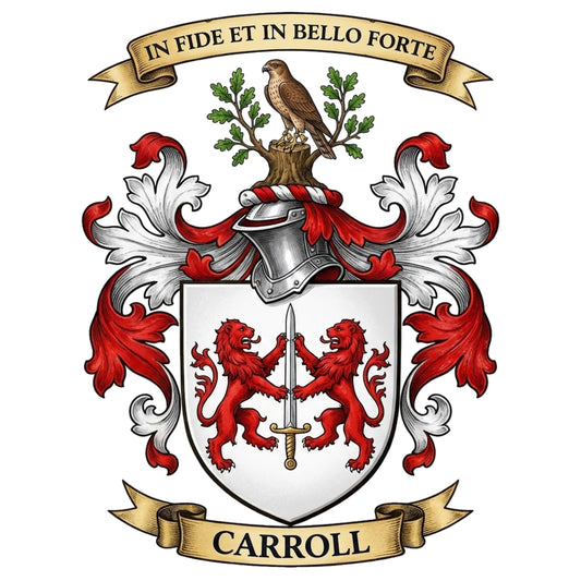 The Carroll Family Coat of Arms digital download: Includes Color PNG, B&W PNG, and SVG vector files