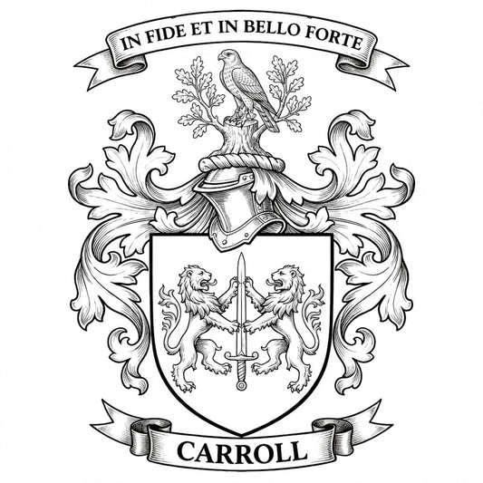 The Carroll Family Coat of Arms digital download: Includes Color PNG, B&W PNG, and SVG vector files