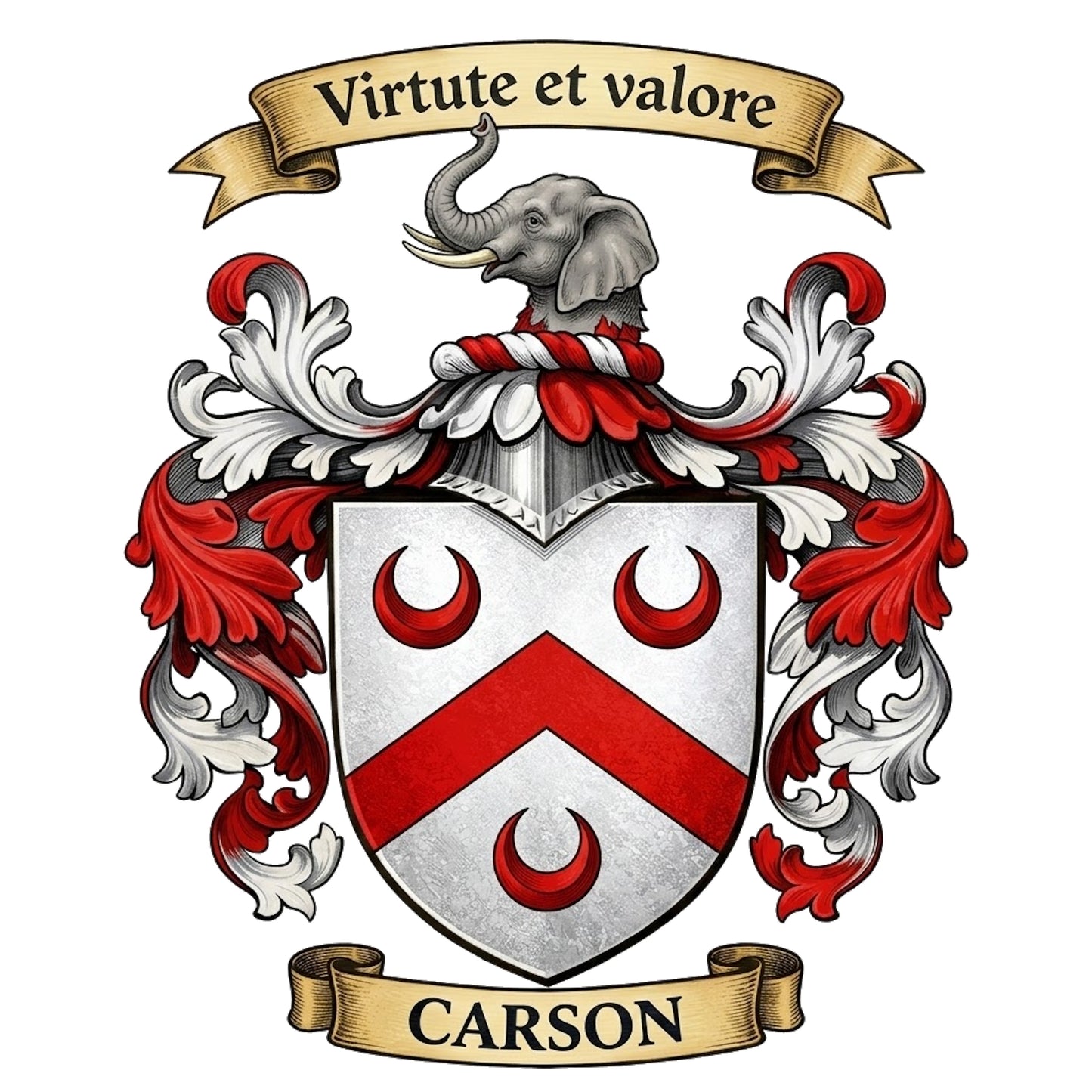 The Carson Family Coat of Arms digital download: Includes Color PNG, B&W PNG, and SVG vector files