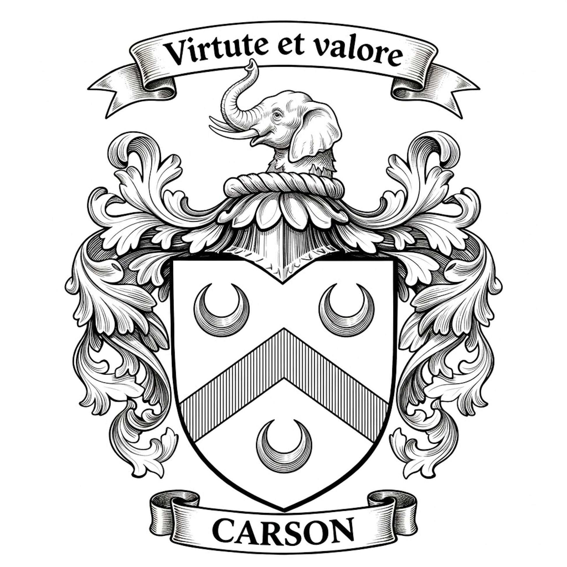 The Carson Family Coat of Arms digital download: Includes Color PNG, B&W PNG, and SVG vector files