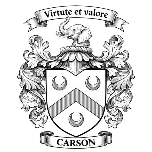 The Carson Family Coat of Arms digital download: Includes Color PNG, B&W PNG, and SVG vector files