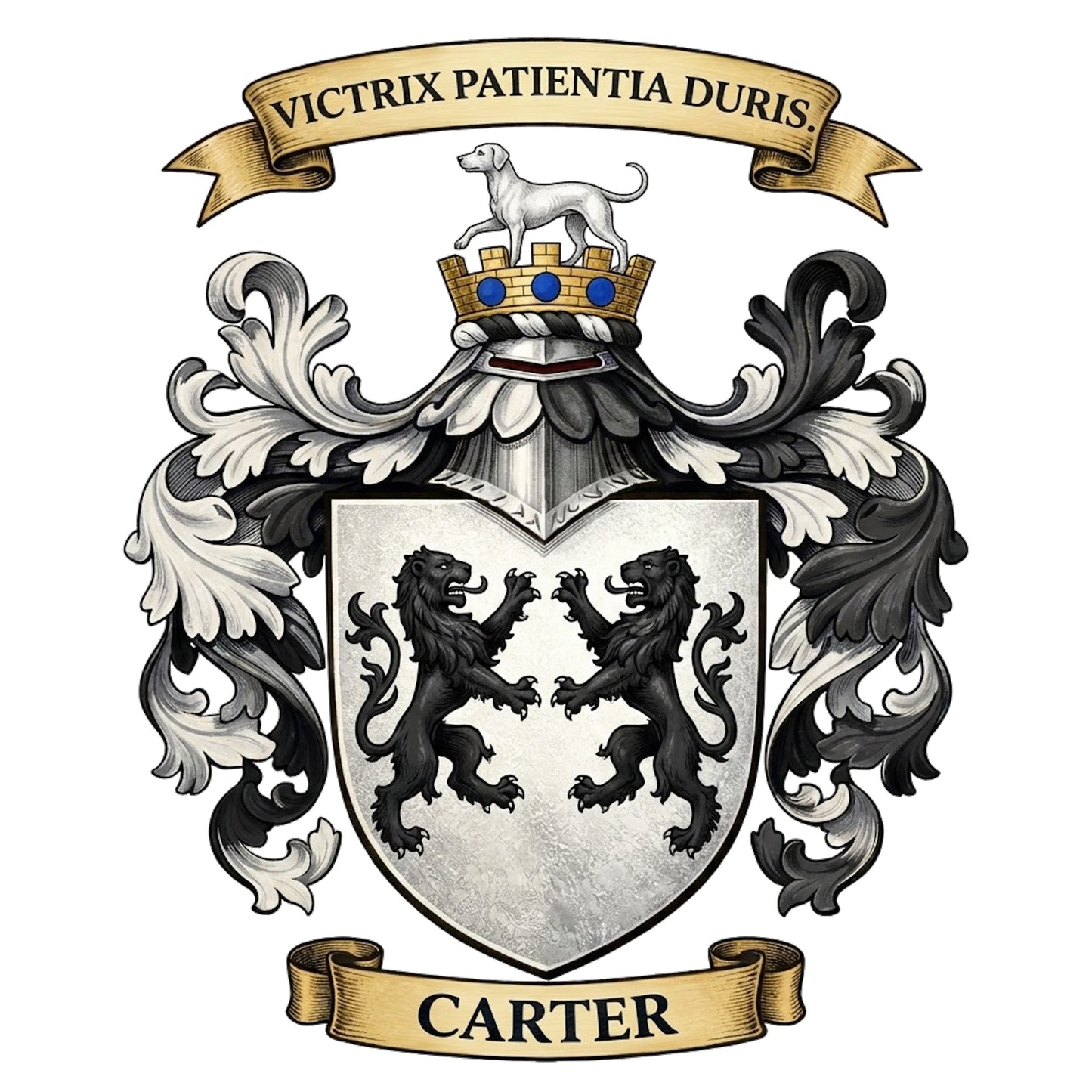 The Carter Family Coat of Arms digital download: Includes Color PNG, B&W PNG, and SVG vector files