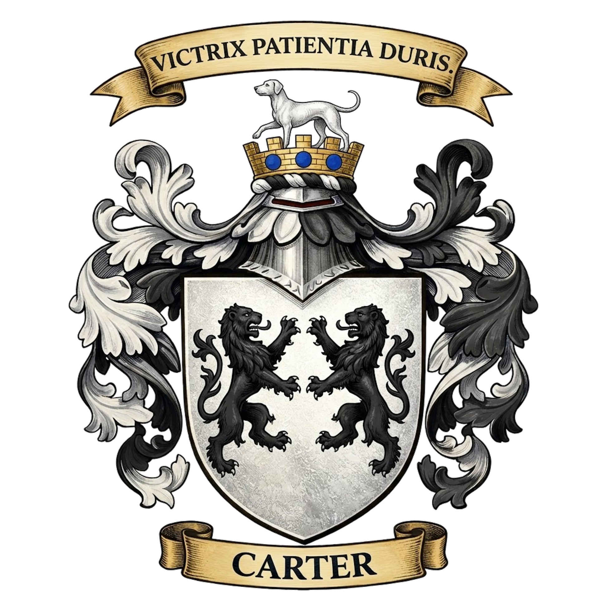 The Carter Family Coat of Arms digital download: Includes Color PNG, B&W PNG, and SVG vector files