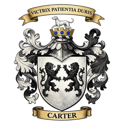The Carter Family Coat of Arms digital download: Includes Color PNG, B&W PNG, and SVG vector files