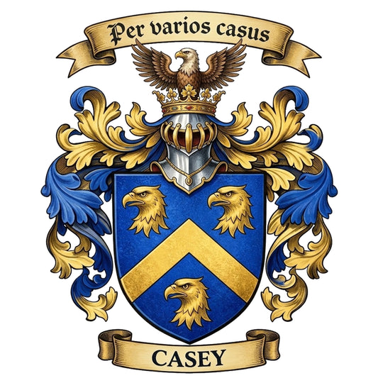 The Casey Family Coat of Arms digital download: Includes Color PNG, B&W PNG, and SVG vector files