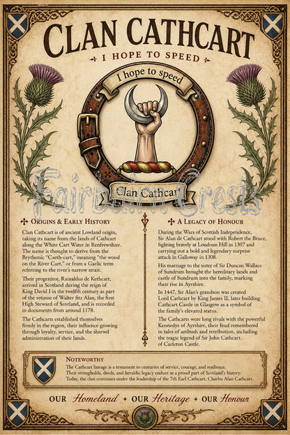 Scottish Clan Cathcart Heritage Poster - Instant Digital Download