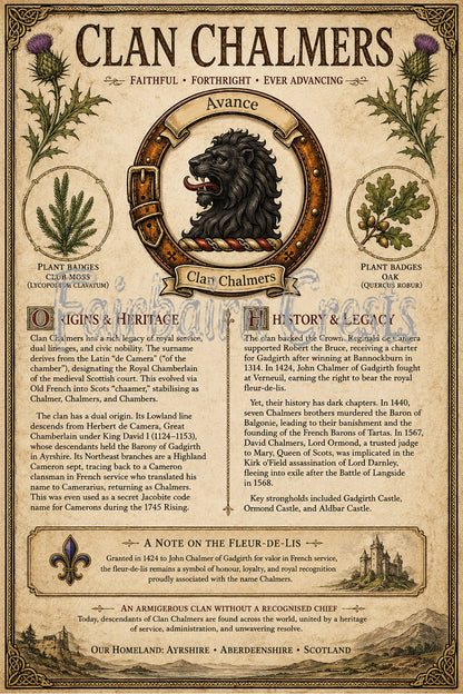 Scottish Clan Chalmers Heritage Poster - Instant Digital Download