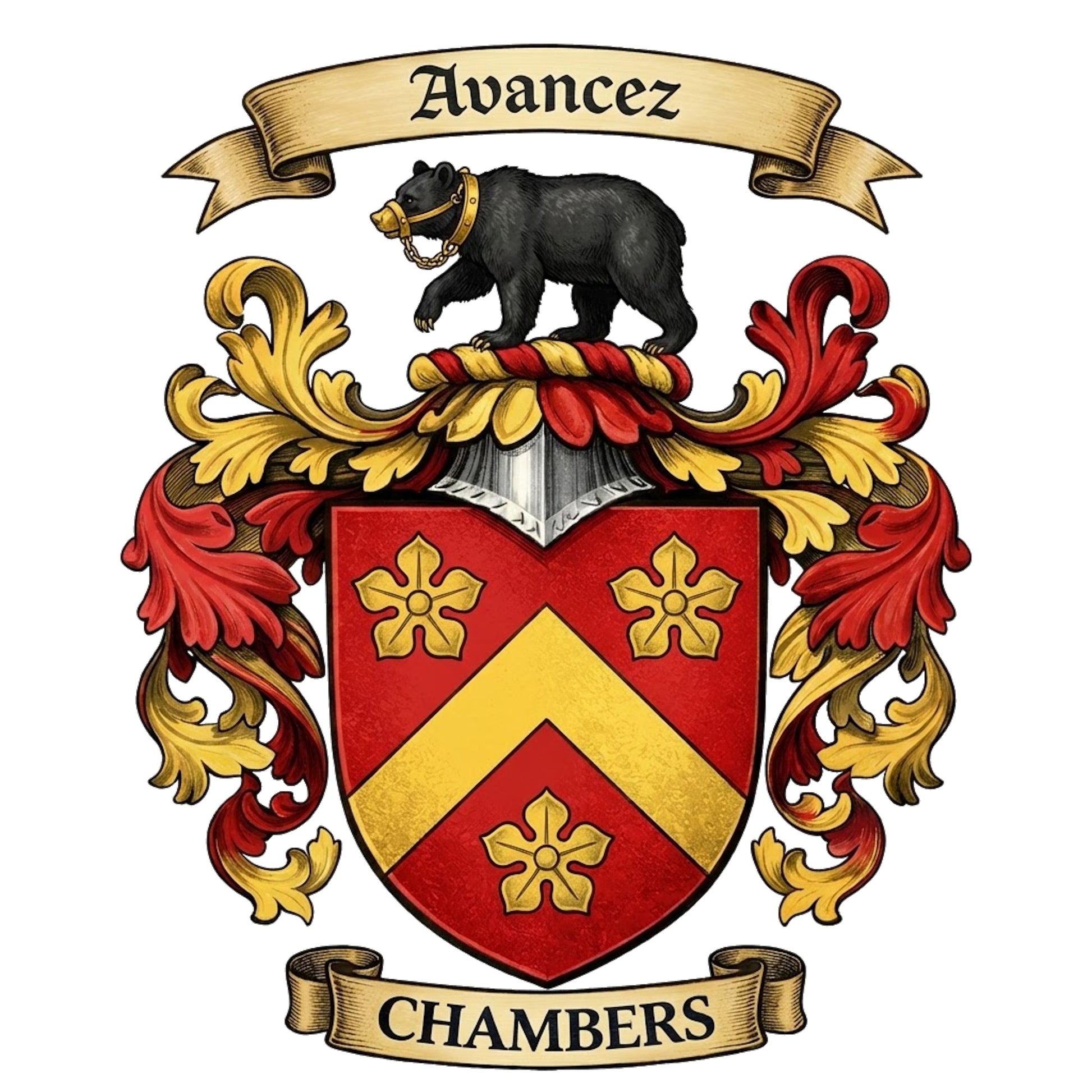 The Chambers Family Coat of Arms digital download: Includes Color PNG, B&W PNG, and SVG vector files